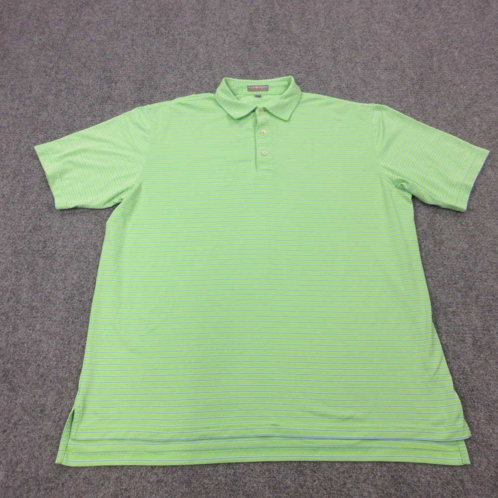 Peter Millar Summer Comfort Polo Shirt Mens XL Green Stripe Golf Stretch Knit